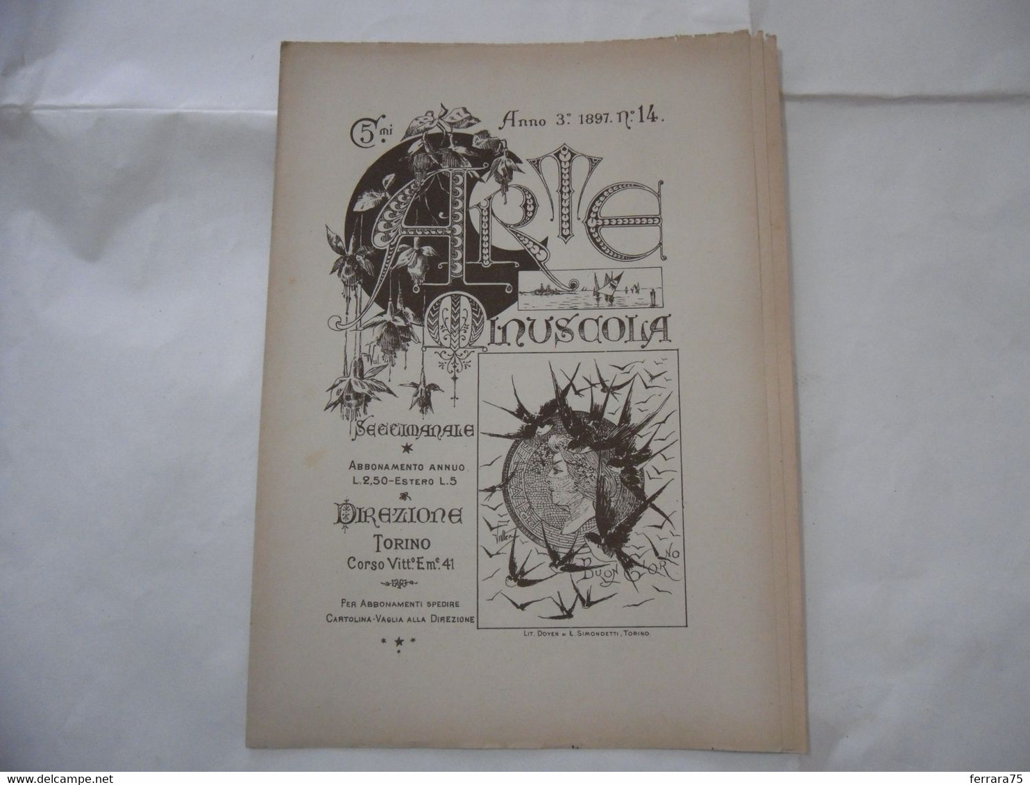 ARTE MINUSCOLA LEZIONE DI DISEGNO ARTE MODA ARALDICA LIBERTY SCRITTURA 1897-77 - Libri Antichi