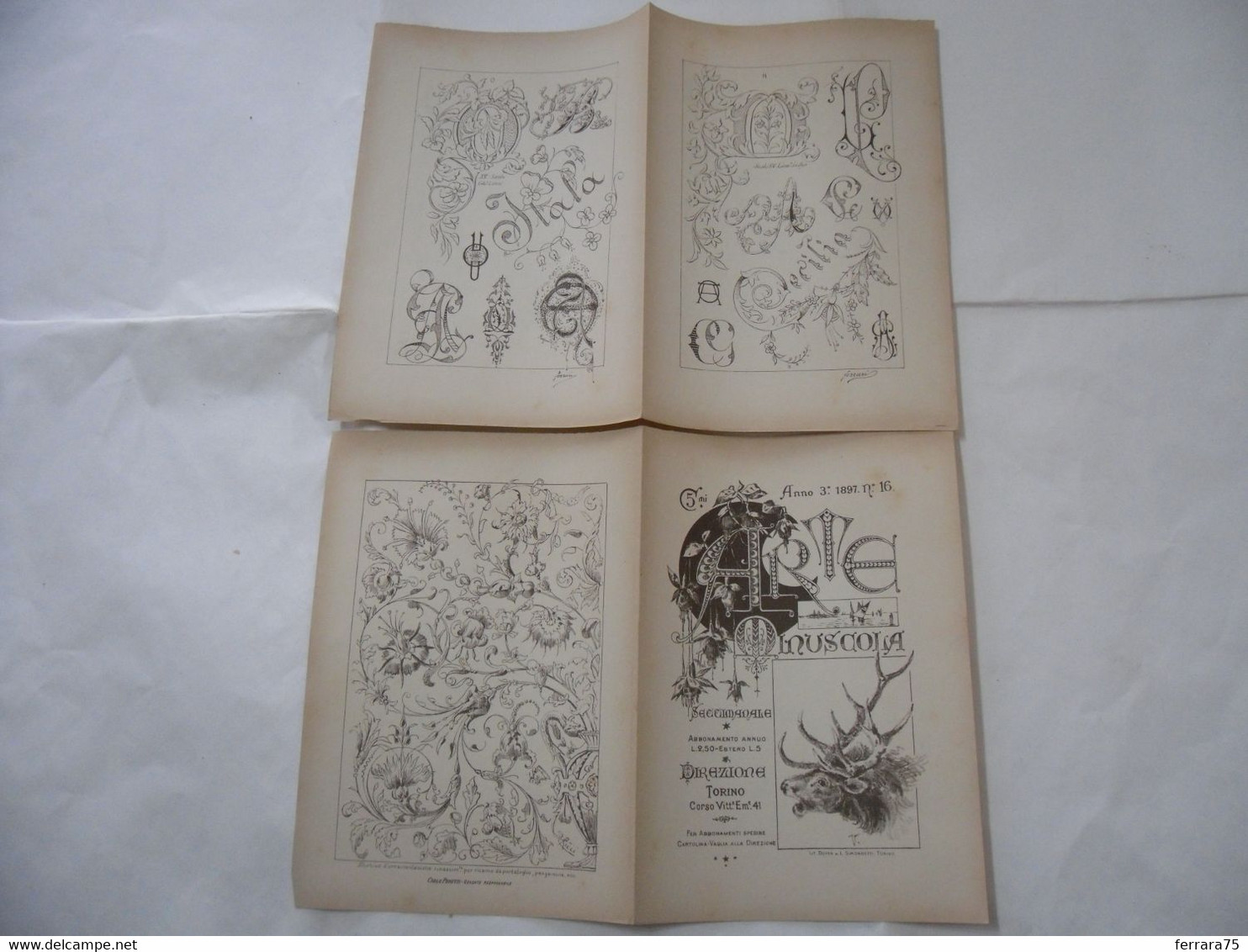 ARTE MINUSCOLA LEZIONE DI DISEGNO ARTE MODA ARALDICA LIBERTY SCRITTURA 1897-79 - Libri Antichi
