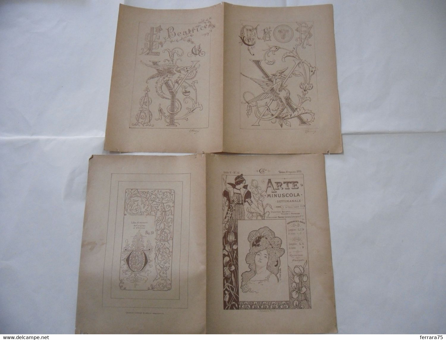 ARTE MINUSCOLA LEZIONE DI DISEGNO ARTE MODA ARALDICA LIBERTY SCRITTURA 1899-87 - Libri Antichi