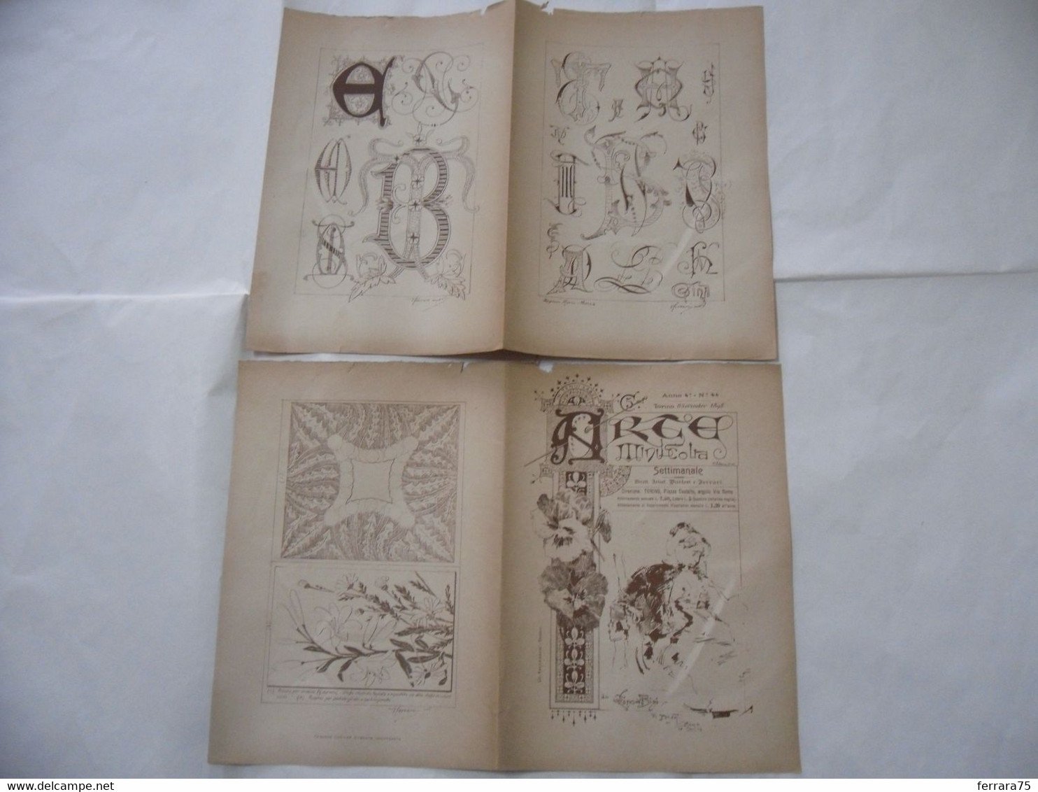 ARTE MINUSCOLA LEZIONE DI DISEGNO ARTE MODA ARALDICA LIBERTY SCRITTURA 1898-88 - Libri Antichi