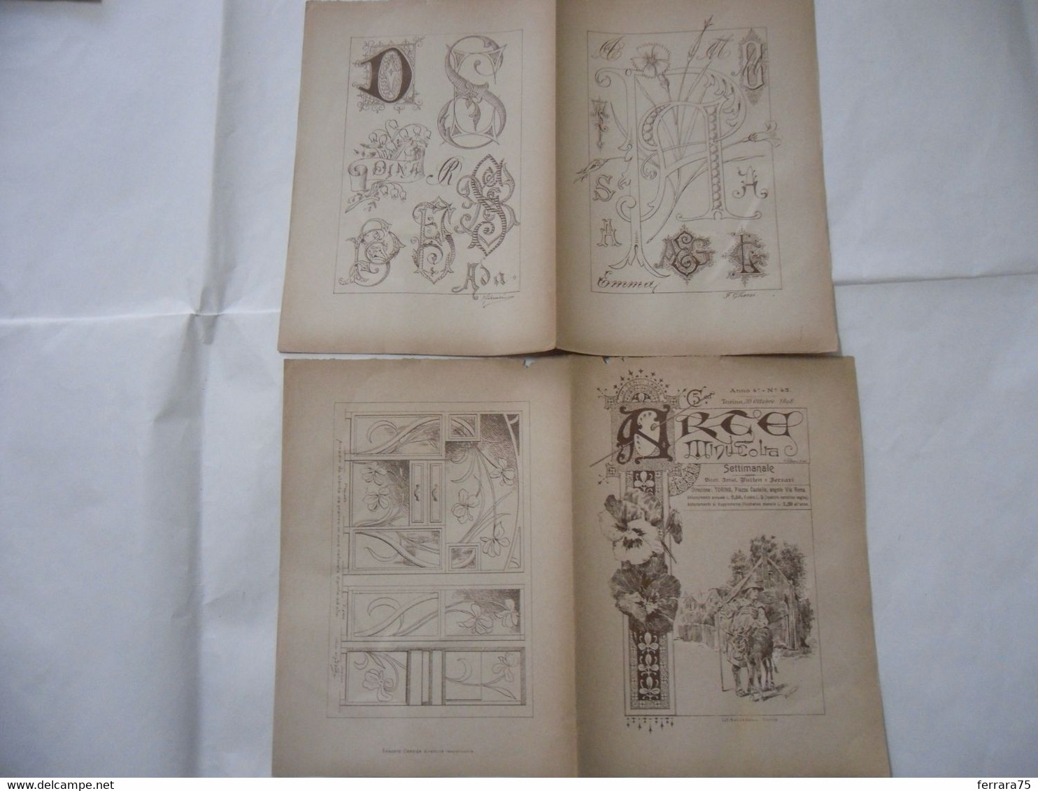 ARTE MINUSCOLA LEZIONE DI DISEGNO ARTE MODA ARALDICA LIBERTY SCRITTURA 1898-89 - Libri Antichi