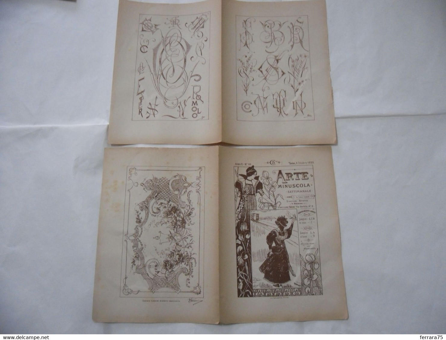 ARTE MINUSCOLA LEZIONE DI DISEGNO ARTE MODA ARALDICA LIBERTY SCRITTURA 1899-90 - Libri Antichi