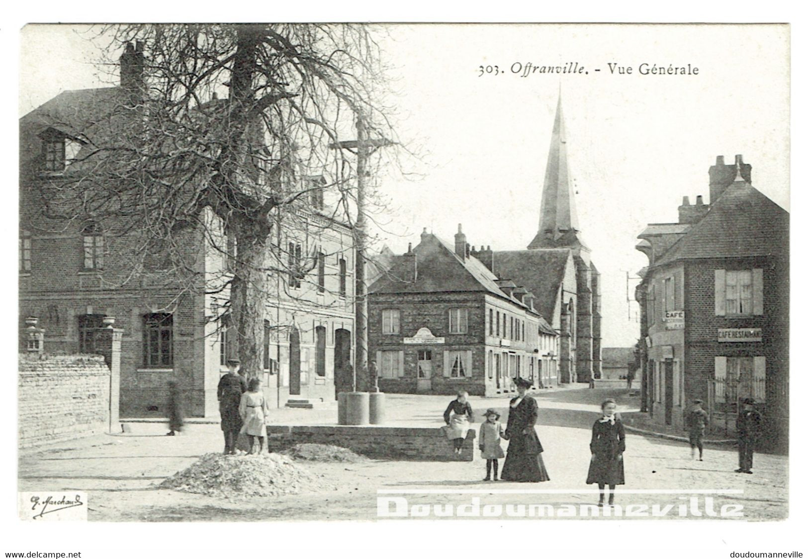 CPA - 76 - OFFRANVILLE - Commerces : Café Du Commerce Tenu Par LEROUX - Restaurant ... ***G. MARCHAND*** - Offranville