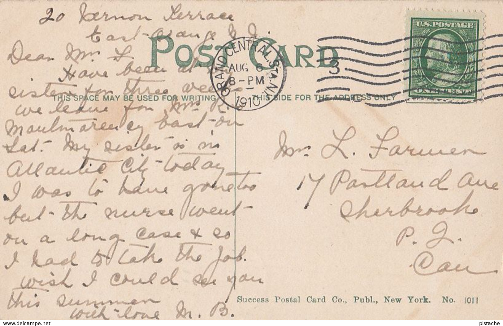 New York City - Madison Square Garden - Stamp And Postmark 1910 - Animation - By Success Postal Card No. 1011 - 2 Scans - Stadiums & Sporting Infrastructures