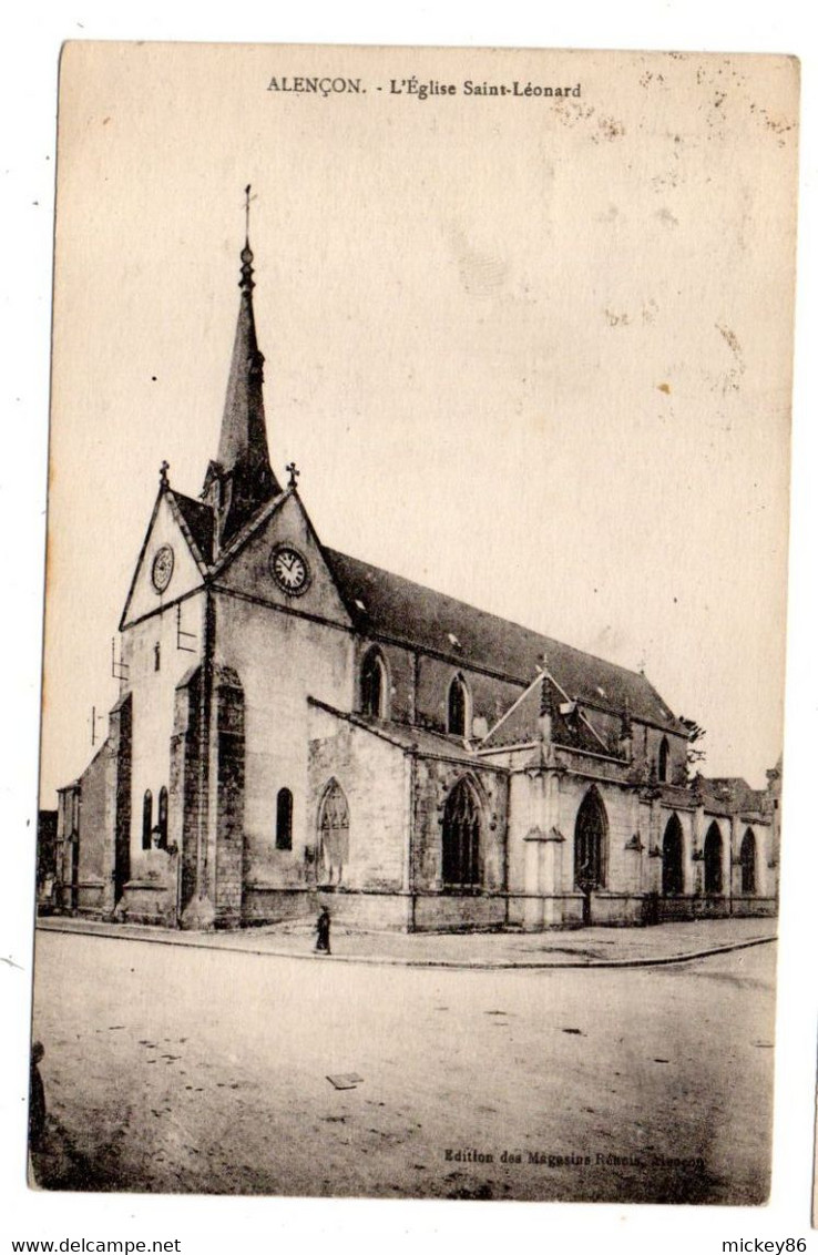 ALENCON --1931-- L'église Saint Léonard  ( Petite Animation)  ...timbre...cachet..............à Saisir - Alencon
