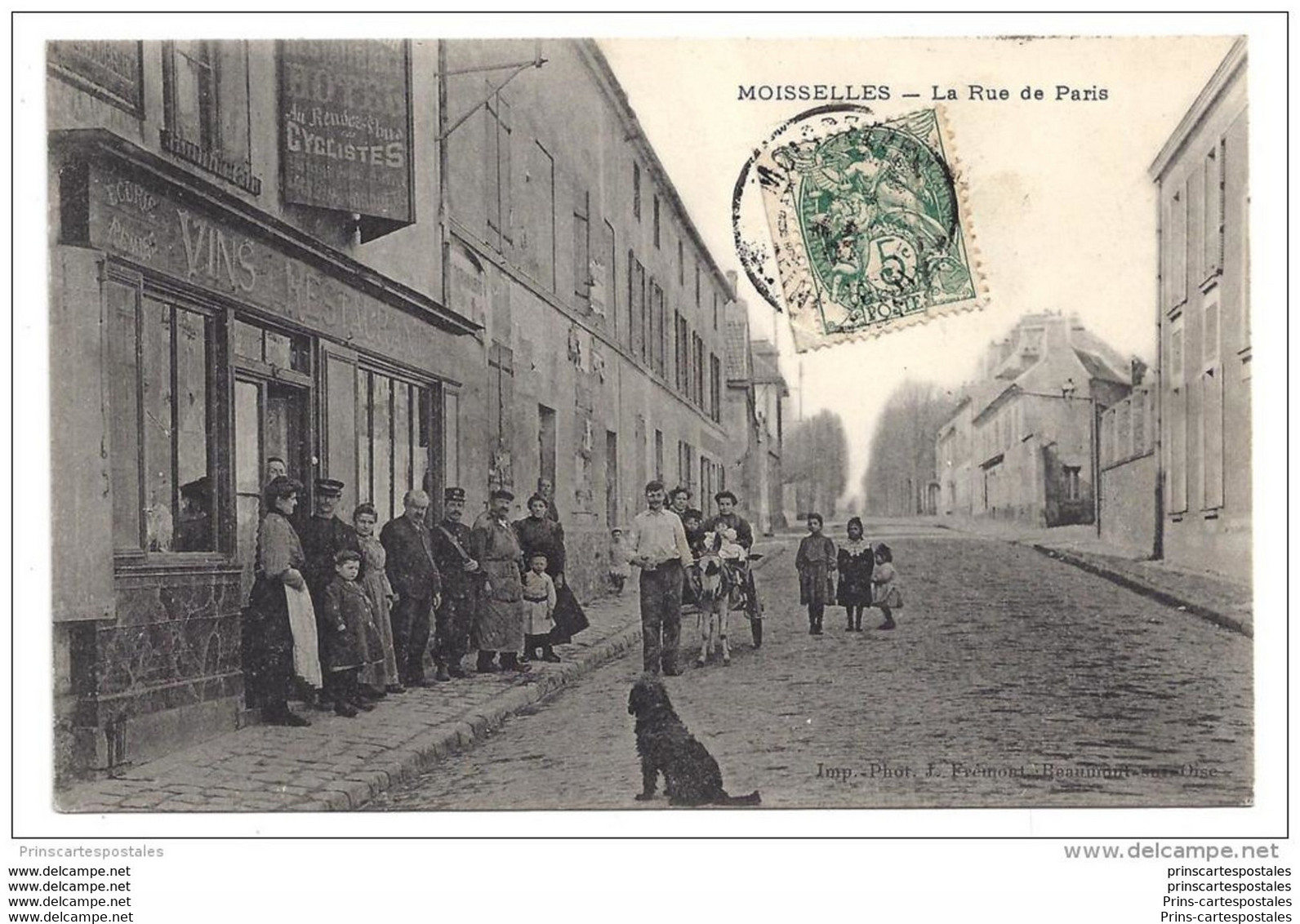 CPA 95 Moisselles La Rue De Paris Au Rendes Vous Des Cyclistes Hotel Restaurant - Moisselles