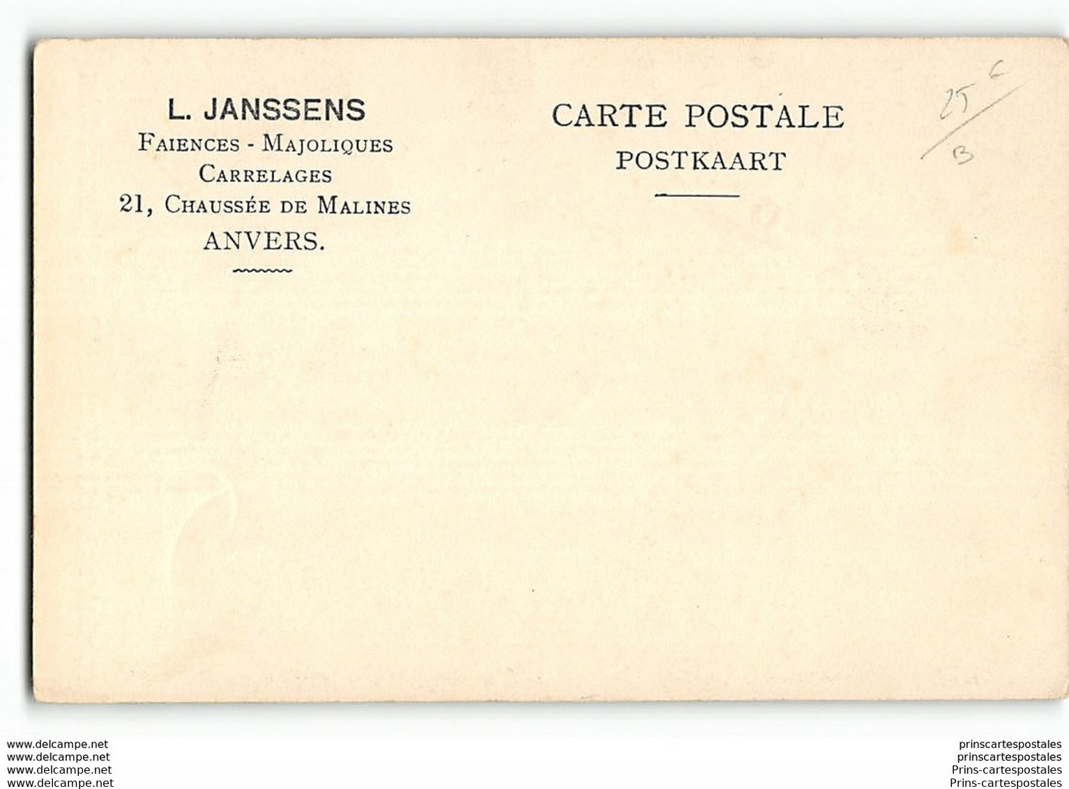 CPA Belgique Exposition Internationale De 1908 L. Jassens 21 Chaussée De Malines Anvers Faiences Marjoliques Carrelages - Other & Unclassified