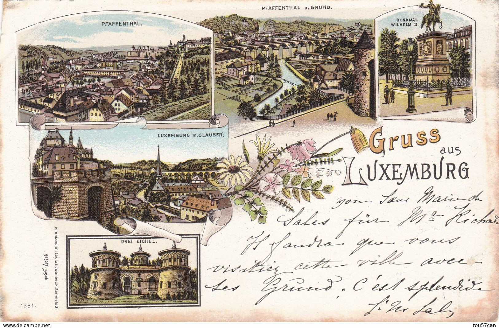 LUXEMBOURG - LUXEMBOURG - PEU COURANTE LITHOGRAPHIE MULTIVUES. - Luxemburg - Stad