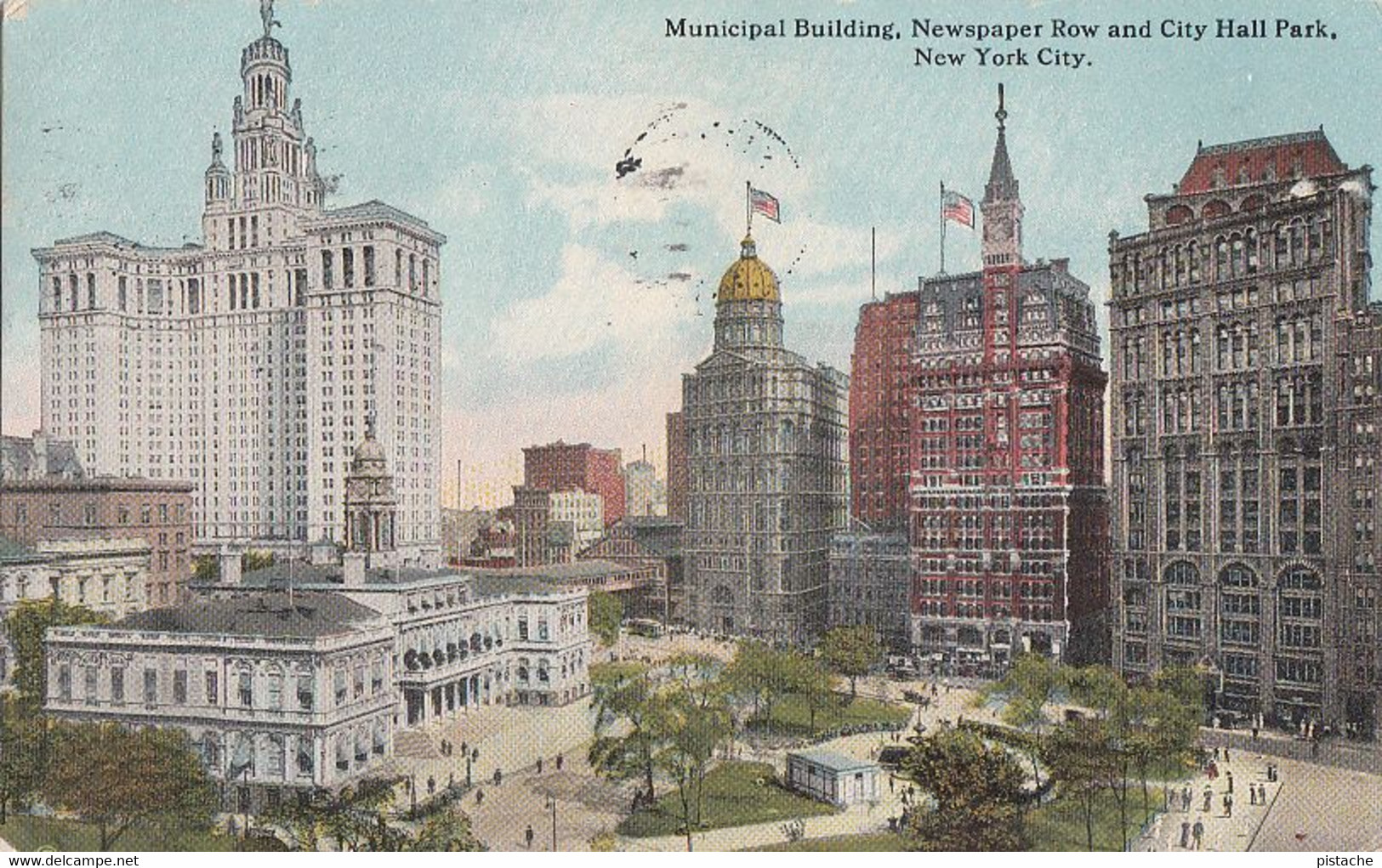 New York City - City Hall Park - Stamp And Postmark 1913 - By Irving Underhill - 2 Scans - Parchi & Giardini