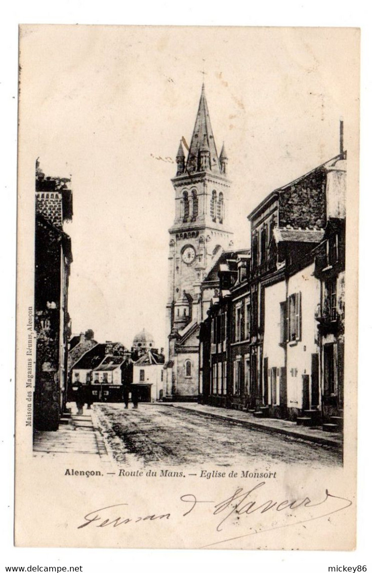 ALENCON -- 1903-- Route Du Mans ,Eglise Saint Pierre De Montsort  ...................à Saisir - Alencon