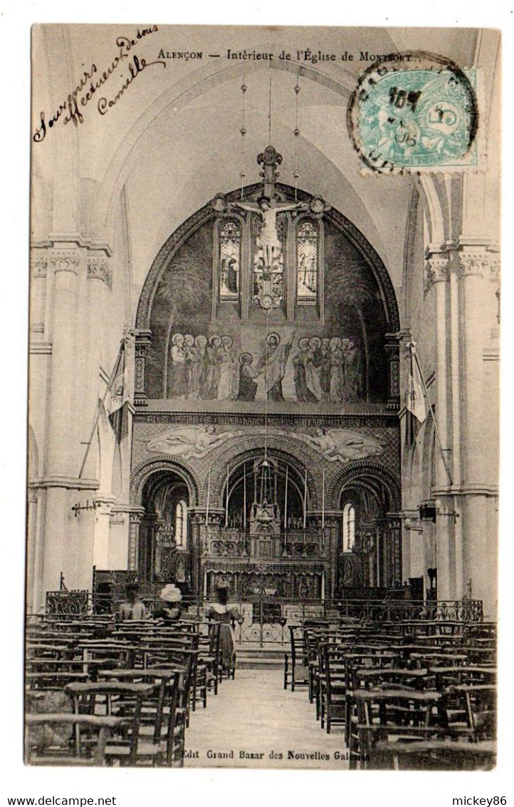 ALENCON --- 1906--Intérieur De L'église Saint Pierre De Montsort  (petite Animation) ...................à Saisir - Alencon