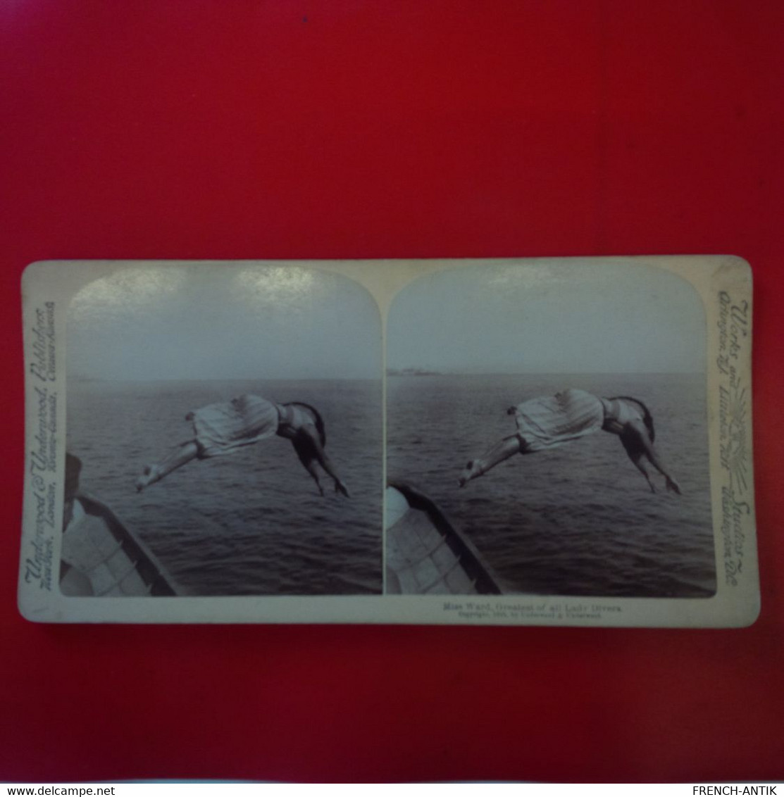 PHOTO STEREO MISS WARD GREATEST OF ALL LADY DIVERS - Stereo-Photographie