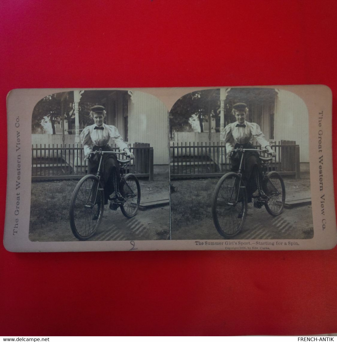 PHOTO STEREO THE SUMMER GIRL S SPORT STARTING FOR A SPIN - Stereoscopic