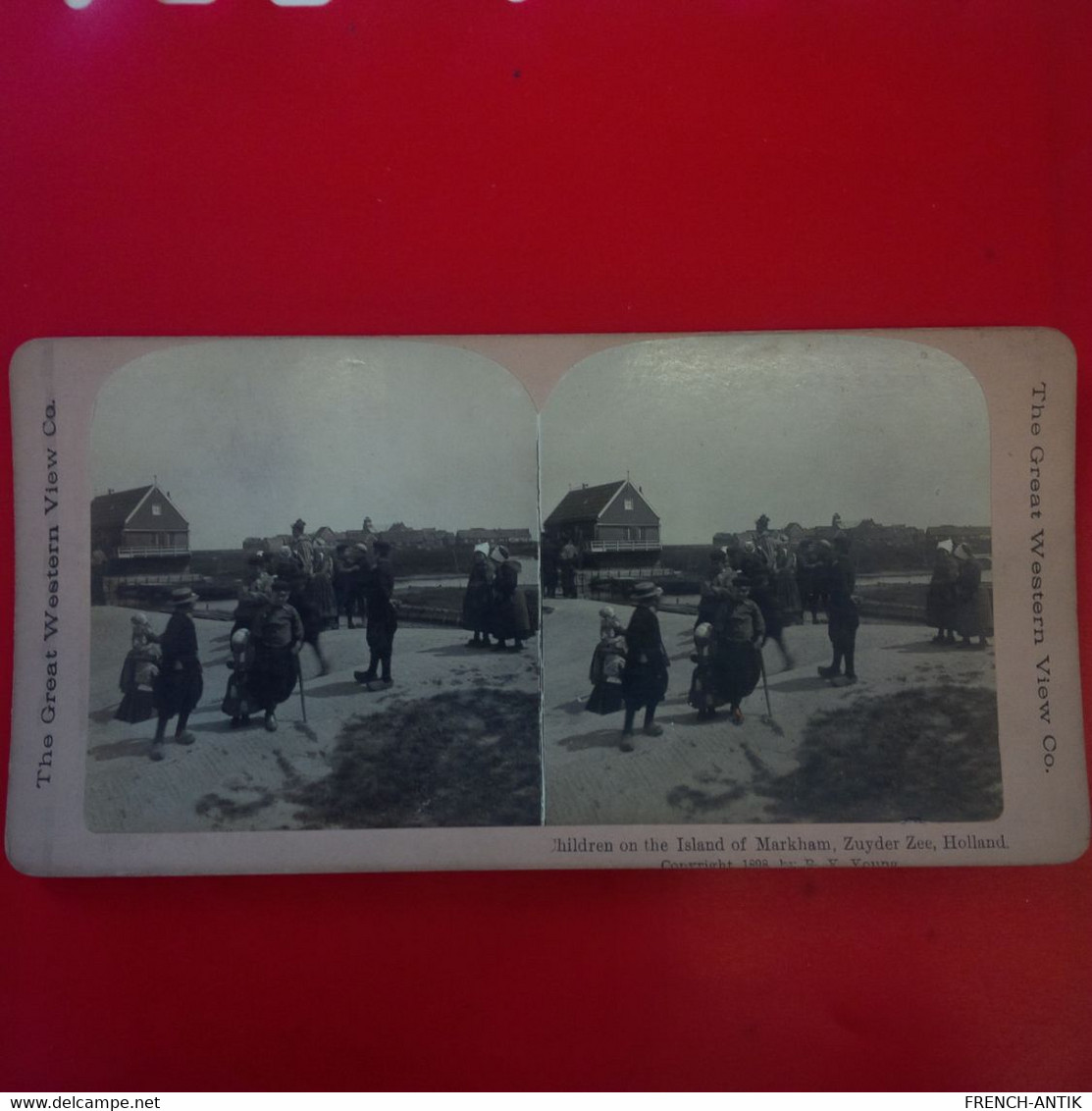 PHOTO STEREO HOLLAND CHILDREN ON THE ISLAND OF MARKHAM ZUYDER ZEE - Stereoscopic