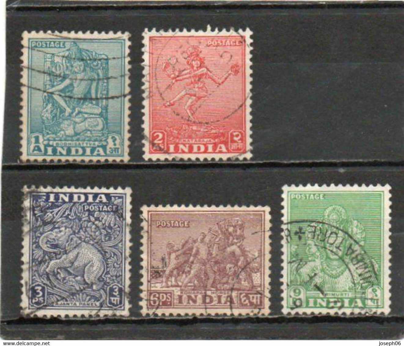 INDE   Dominion  1949  Y.T. N° 7 à 22  Incomplet  Oblitéré - Used Stamps