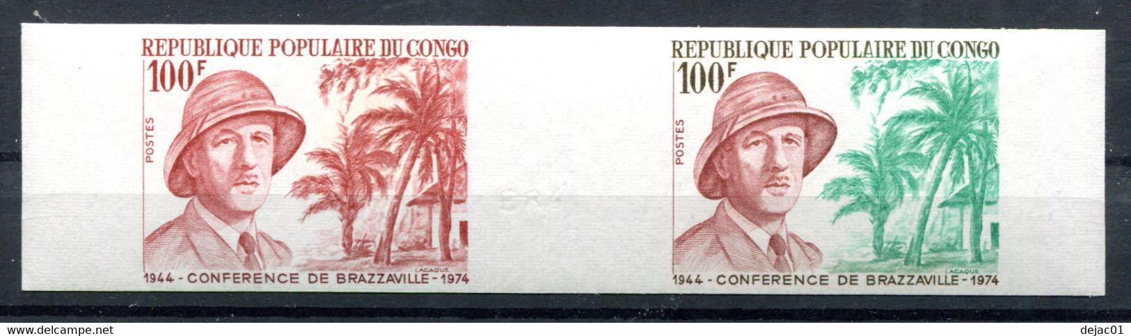 Thème Général De Gaulle - Congo - Yvert 355  - Paire Essai De Couleur Neuf Xxx Non Dentelé - Lot 306 - De Gaulle (General)