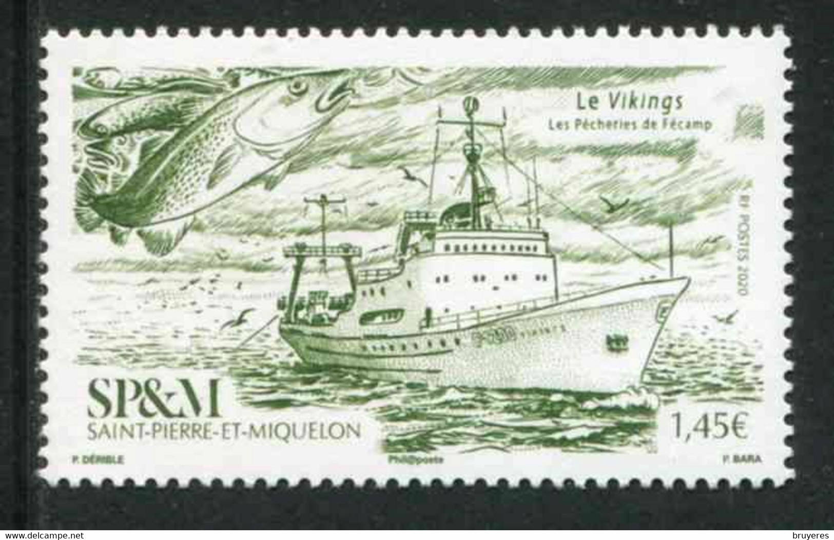 TIMBRE** De 2020 De ST-PIERRE-ET-MIQUELON "1,45 € -  LE VIKINGS Les Pêcheries De Fécamp" - Otros & Sin Clasificación