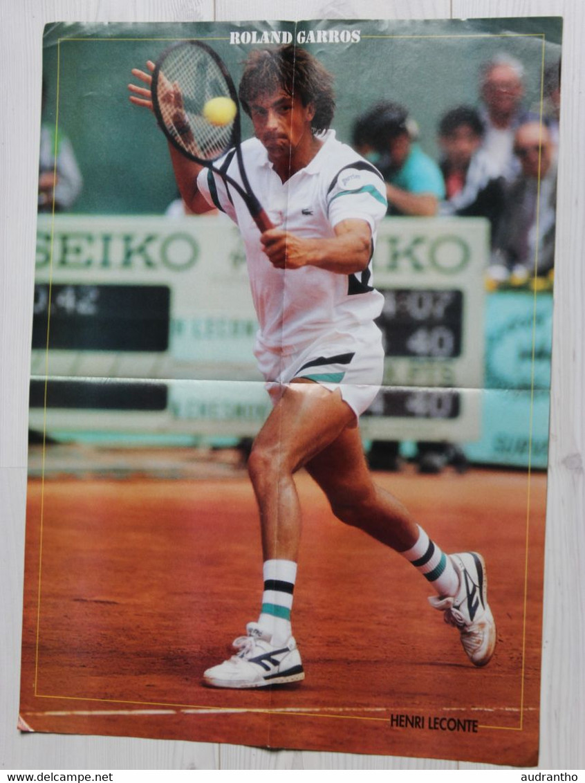 Grand Poster Double Face Tennis Roland Garros Henri Leconte Gabriela Sabatini - Other & Unclassified