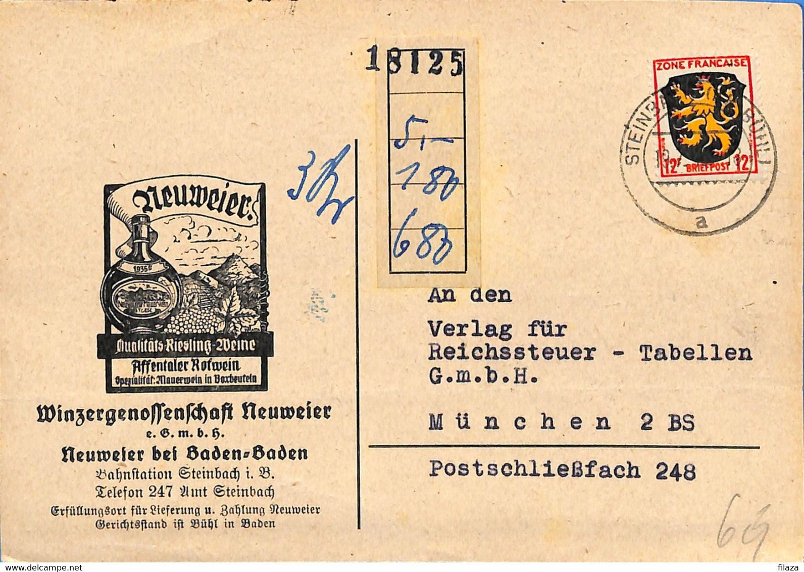 Allemagne Zone Française  1946  Lettre De  Steinbach    (G0723) - Autres & Non Classés