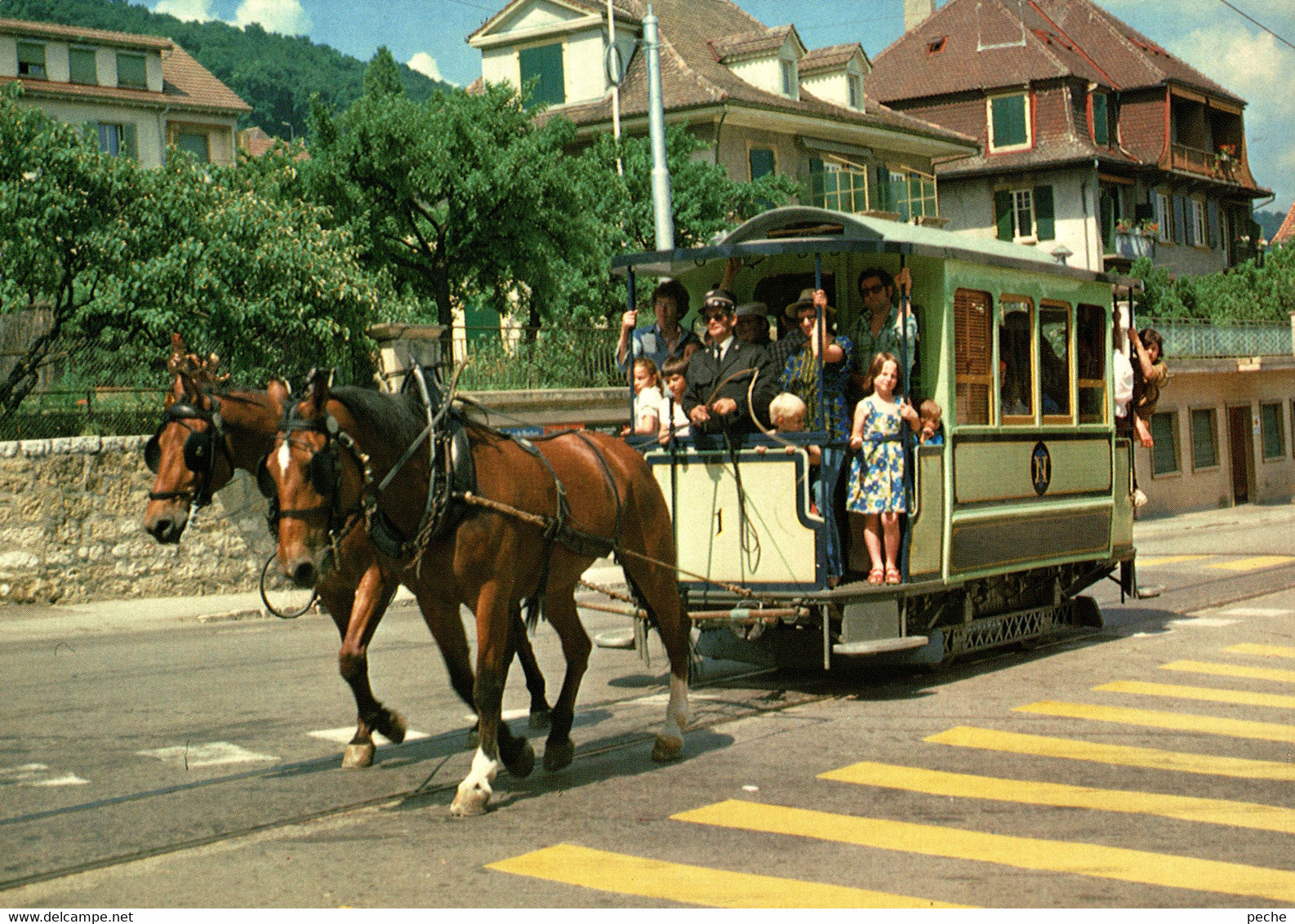 N°9491 R -cpm Tram à Chaval Circulant Entre Peseux Et Corcelles -Suisse- - Strassenbahnen