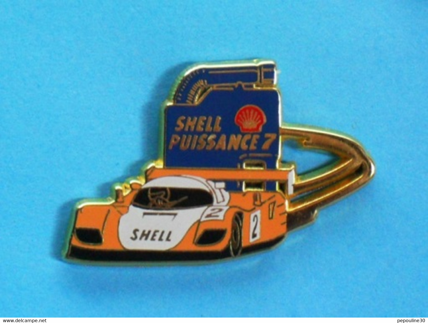 1 PIN'S //   ** PORSCHE PROTO / 24H DU MANS / SHELL PUISSANCE 7 ** . (Arthus Bertrand Paris) - Porsche