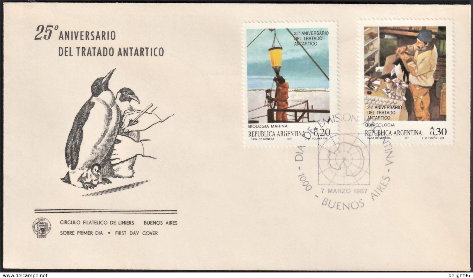 1987 Argentina 25th Anniversary Of Antarctic Treaty FDC - Trattato Antartico