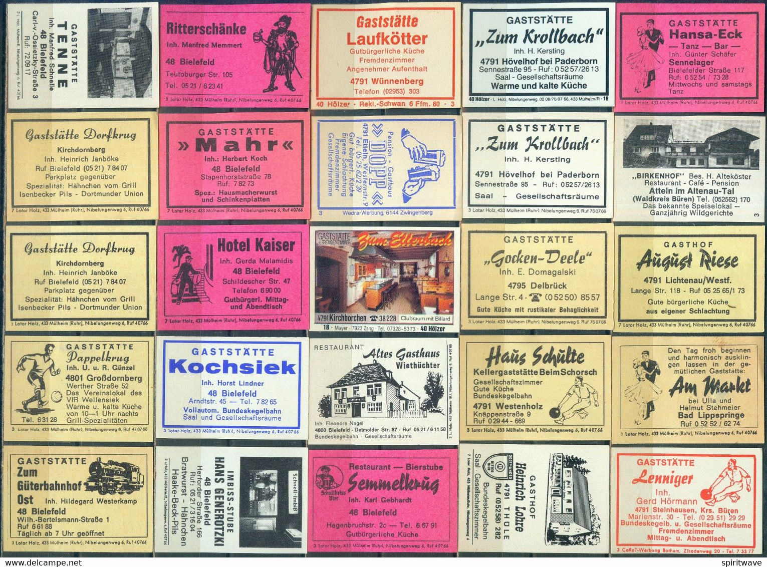 25 Alte Gasthausetiketten Aus Deutschland Sortiert Nach Alter Postleitzahl: 4791-4800 #284 - Matchbox Labels