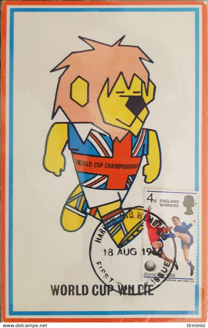 1966 Inghilterra Campionati Del Mondo Calcio - Cartolina Con La Mascotte E Annullo FDC Del Francobollo "England Winners" - 1966 – Engeland