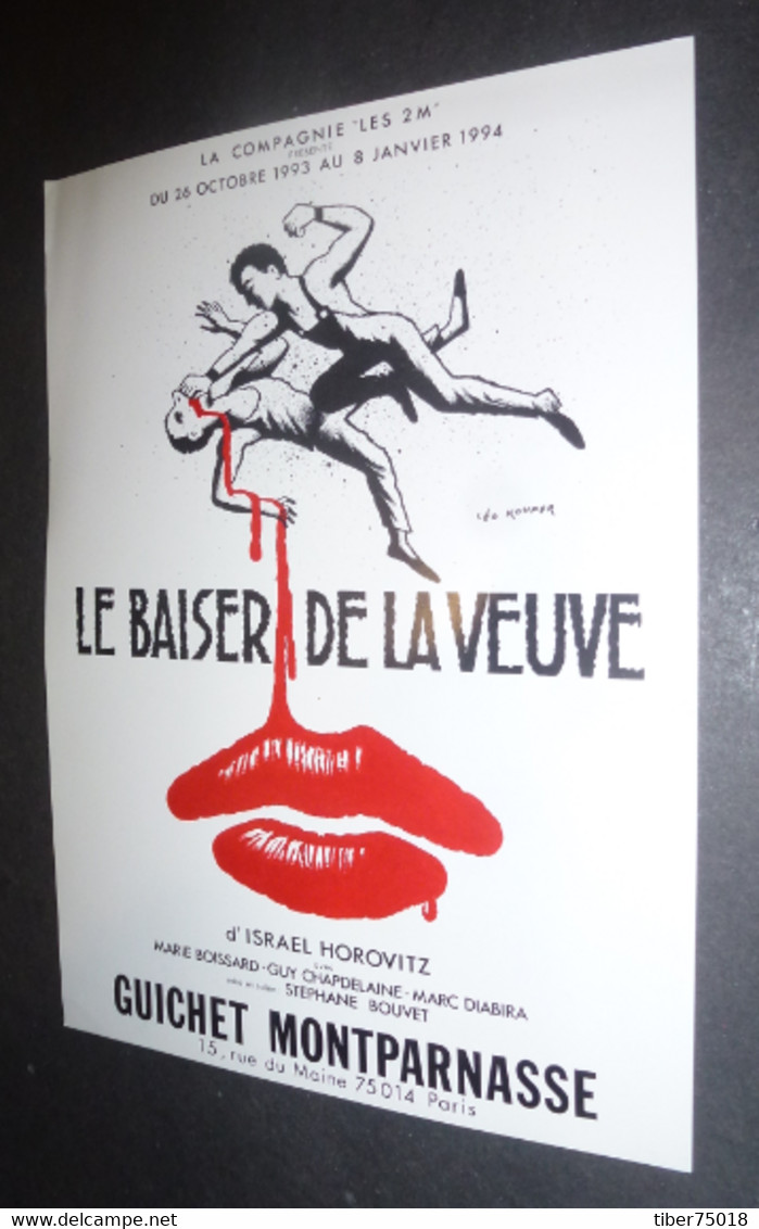 Affichette Programme "le Baiser De La Veuve" D'Israel Horovitz - Guichet Montparnasse - Illustration : Léo Kouper - Kouper