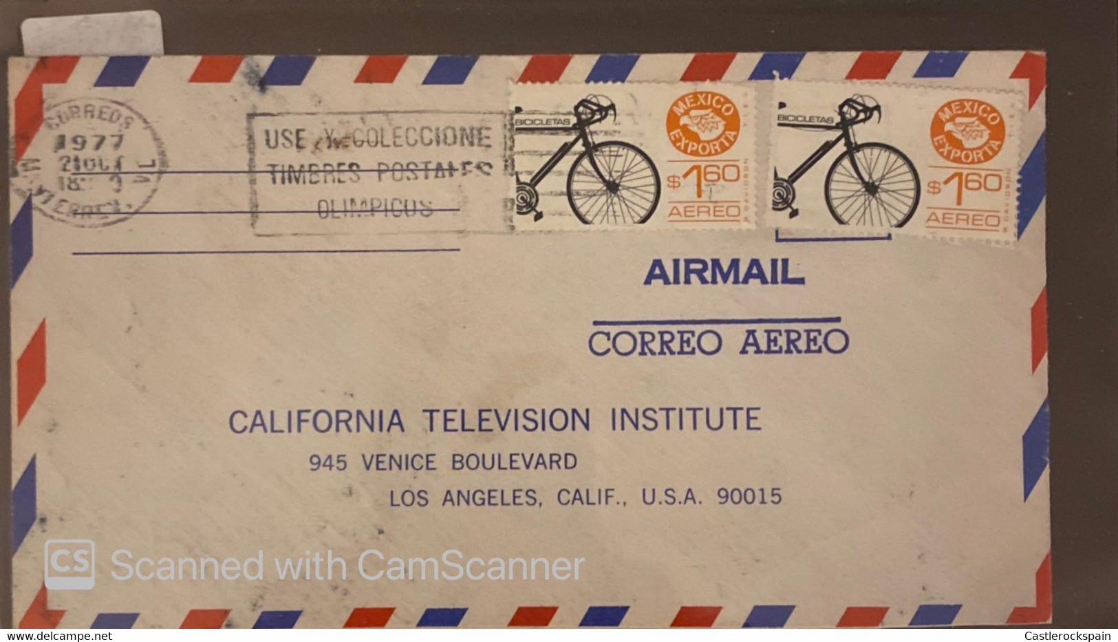 O) 1977 MEXICO, MEXICO EXPORTA BICYCLE, USE AND COLLECT OLIMPICOS POSTCARDS CANCELLATION LOGO, FROM MONTERREY   TO USA - Mexico