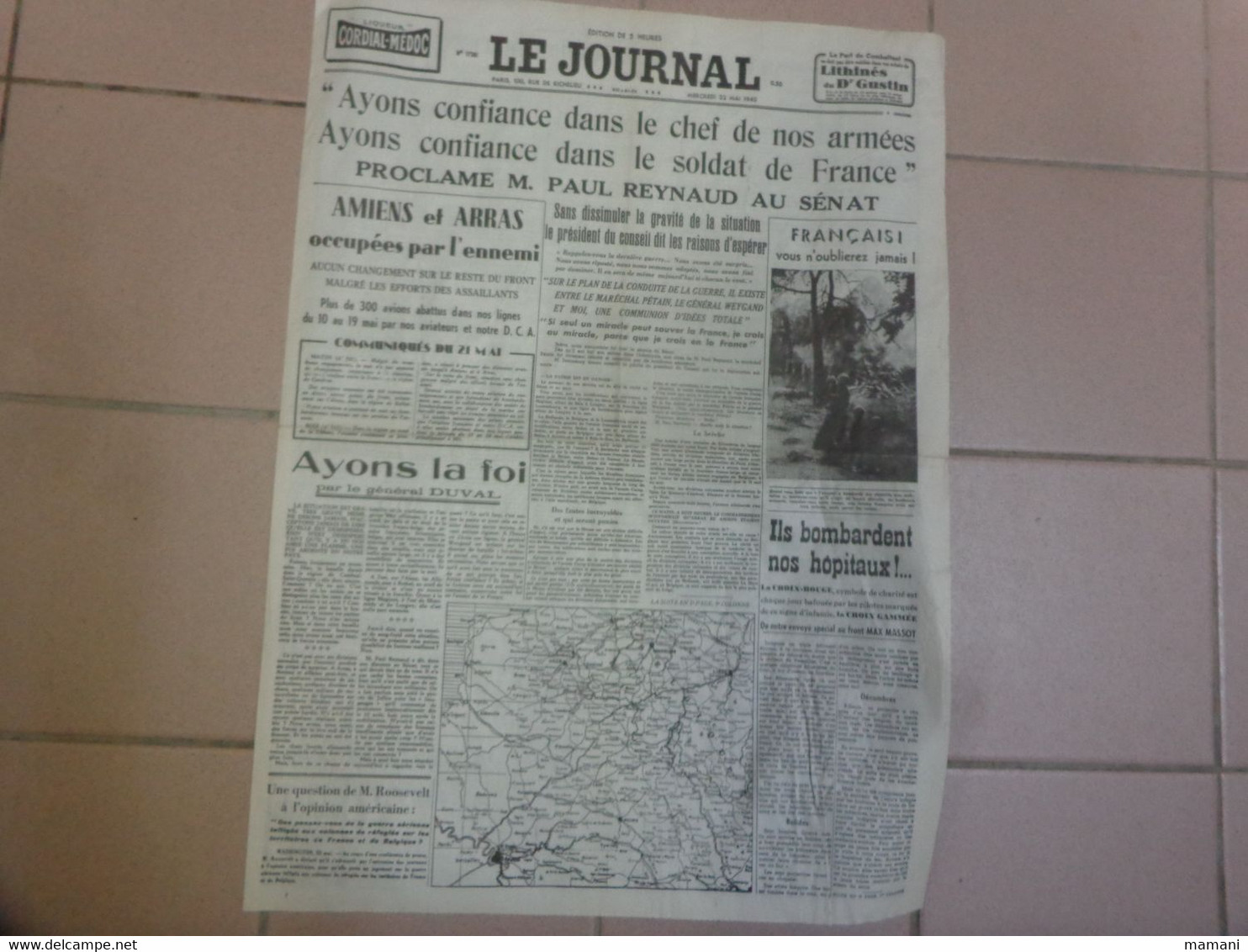 Le Journal Du  22 Mai 1940 - Autres & Non Classés