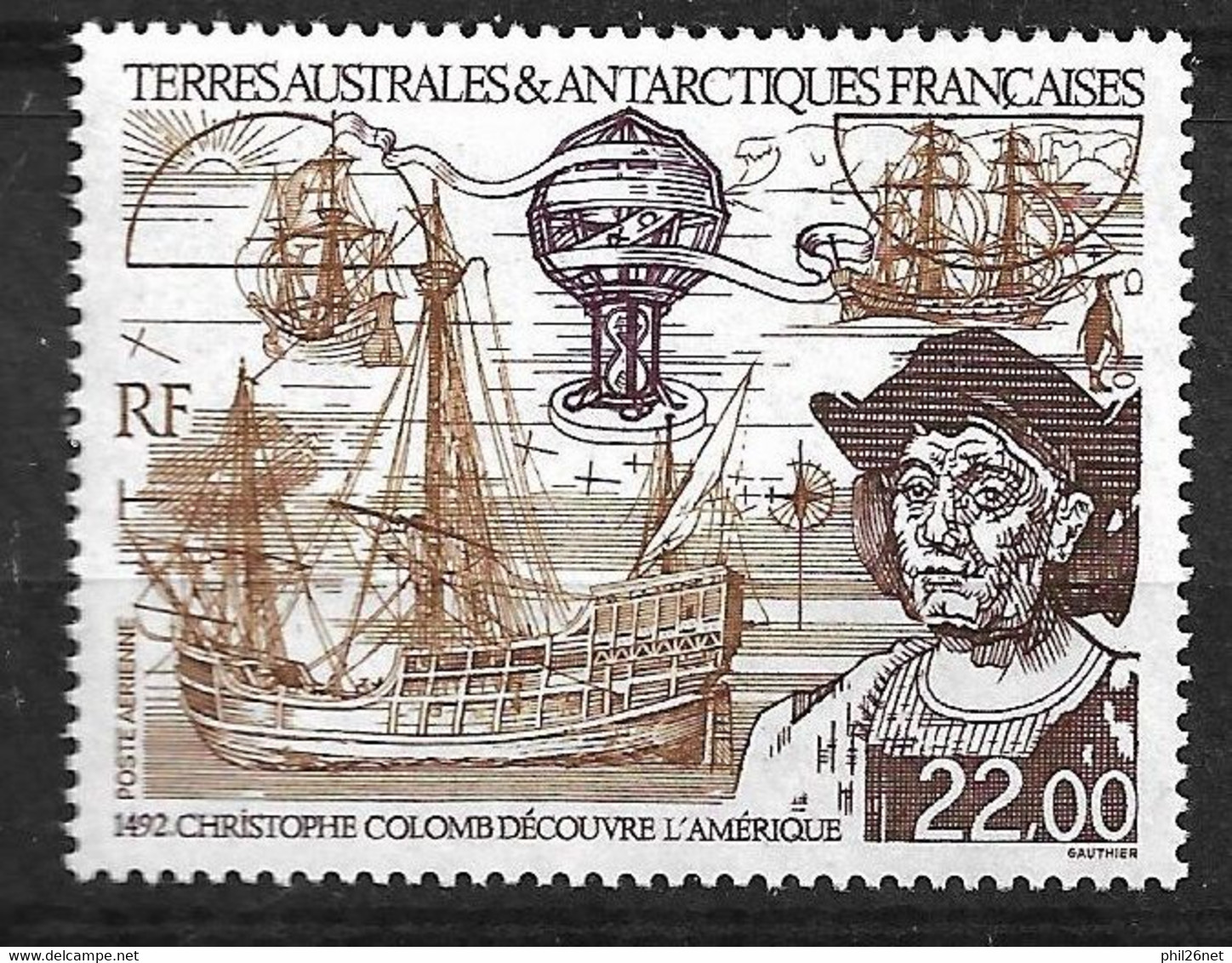 TAAF  Poste Aérienne N°122 Bateaux " Caravelles De Christophe Colomb"    Neuf * * TB = MNH VF  Voir Scan  - Luchtpost