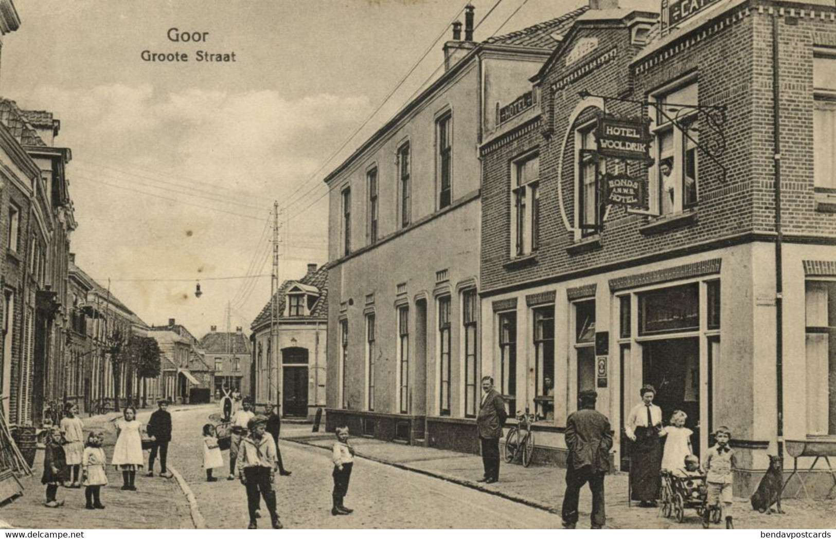 Nederland, GOOR, Groote Straat, Hotel Wooldrik (1920) Ansichtkaart - Goor