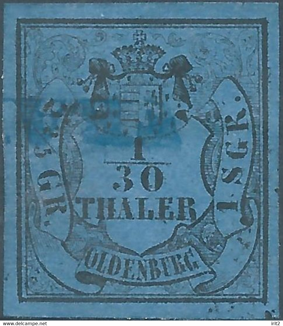 Germania Germany Deutschland,Oldenburg 1852 -1855 ,1/30th Black (Bluish Paper) Used - Oldenbourg