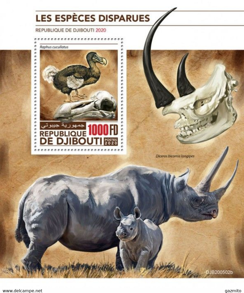 Djibouti 2020, Animals Desapeared, Rhino, Stork, BF - Fossils