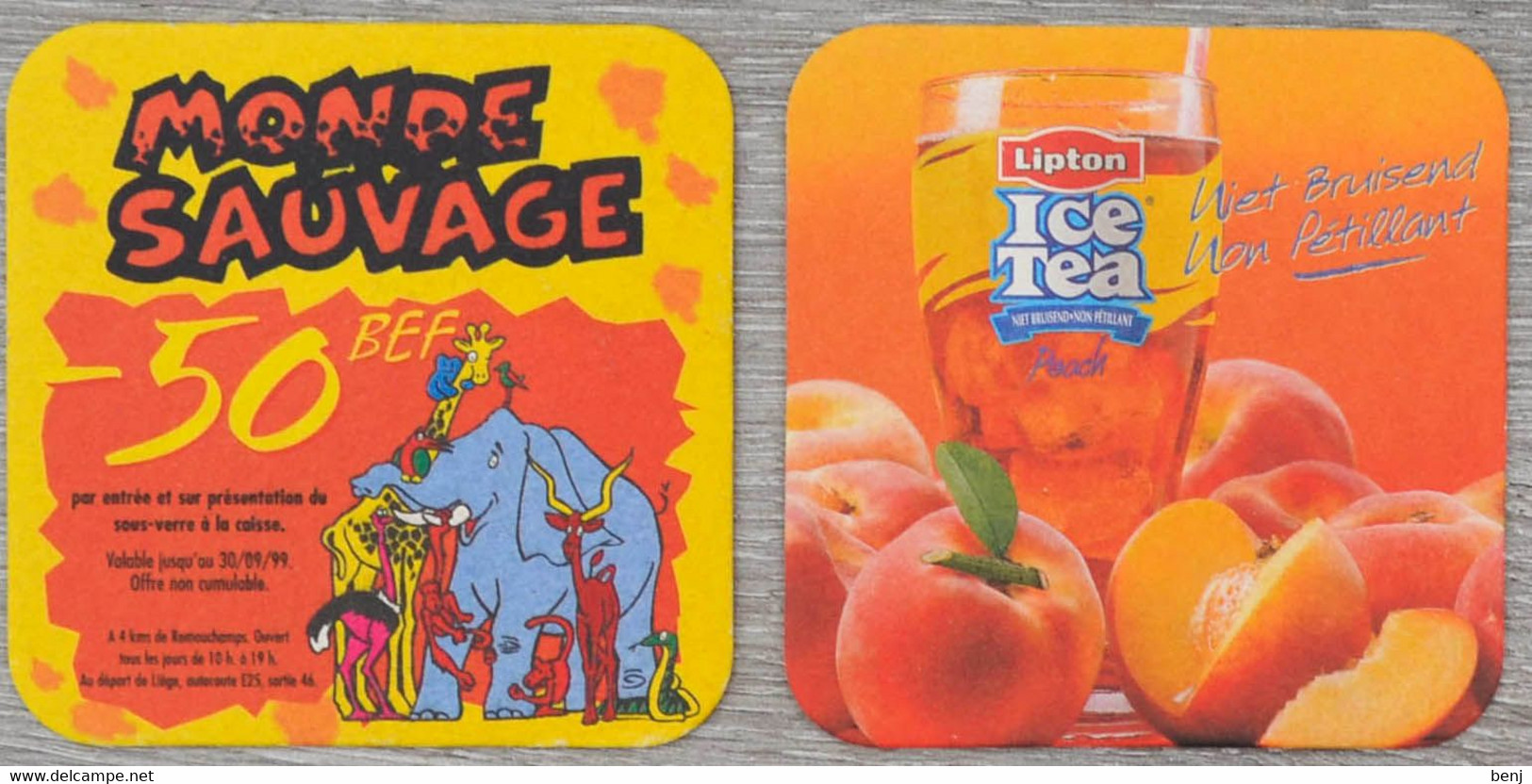 Sous-bock Lipton Cool Tea Monde Sauvage 1999 (girafe éléphant) Bierviltje Coaster (L) - Beer Mats