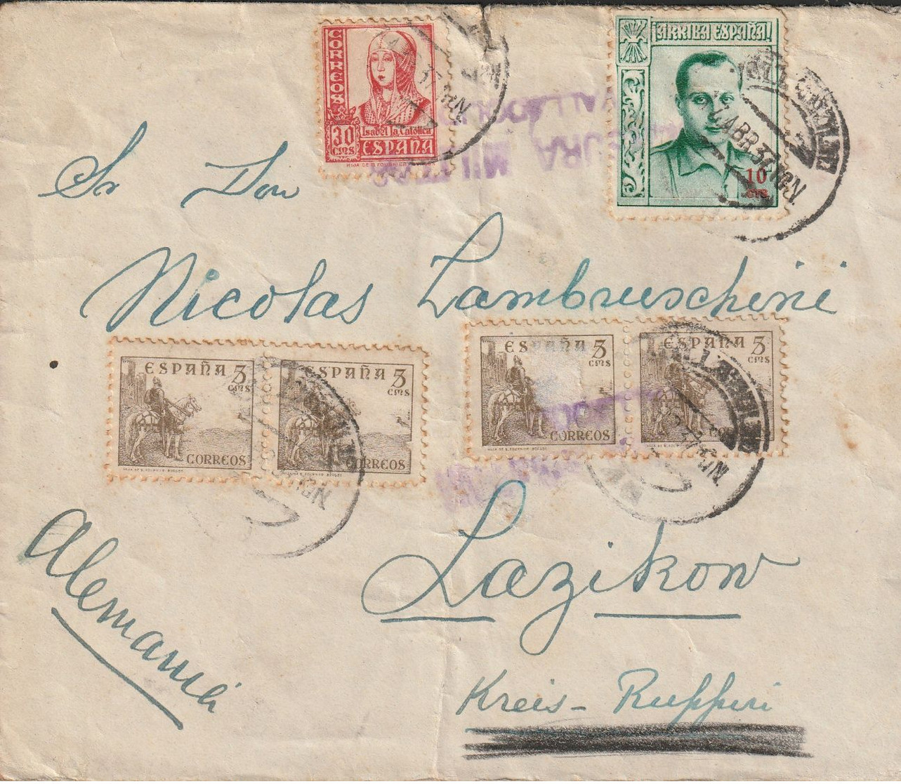 1937-CARTA-Edifil: BENEFICENCIA NE15. VALLADOLID A ALEMANIA - Bienfaisance