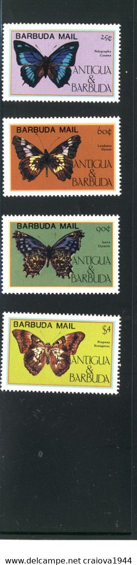 BARBUDA MAIL,1985, BUTTERFLIES #714 - 717 & MS#718 MNH $102.00 - Schmetterlinge