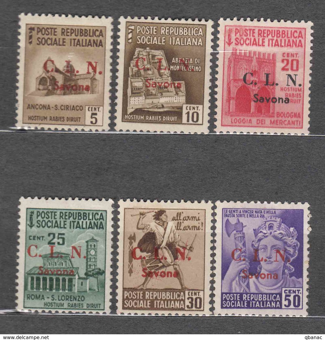 Italy EmissionI C.L.N. 1945 Savona Sassone#1-6 Mint Hinged - Comitato Di Liberazione Nazionale (CLN)