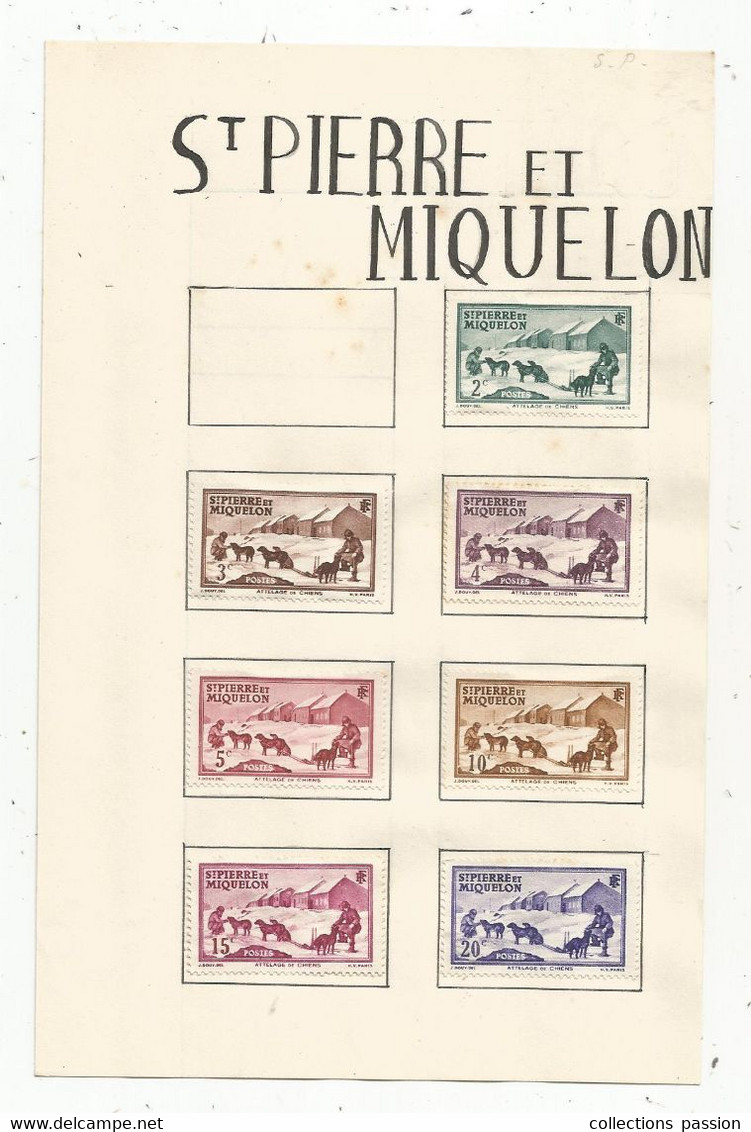 JC ,  FEUILLE : 7 TIMBRES , ST PIERRE ET MIQUELON, Attelage De Chiens , Neufs, Frais Fr 1.95€ - Otros & Sin Clasificación