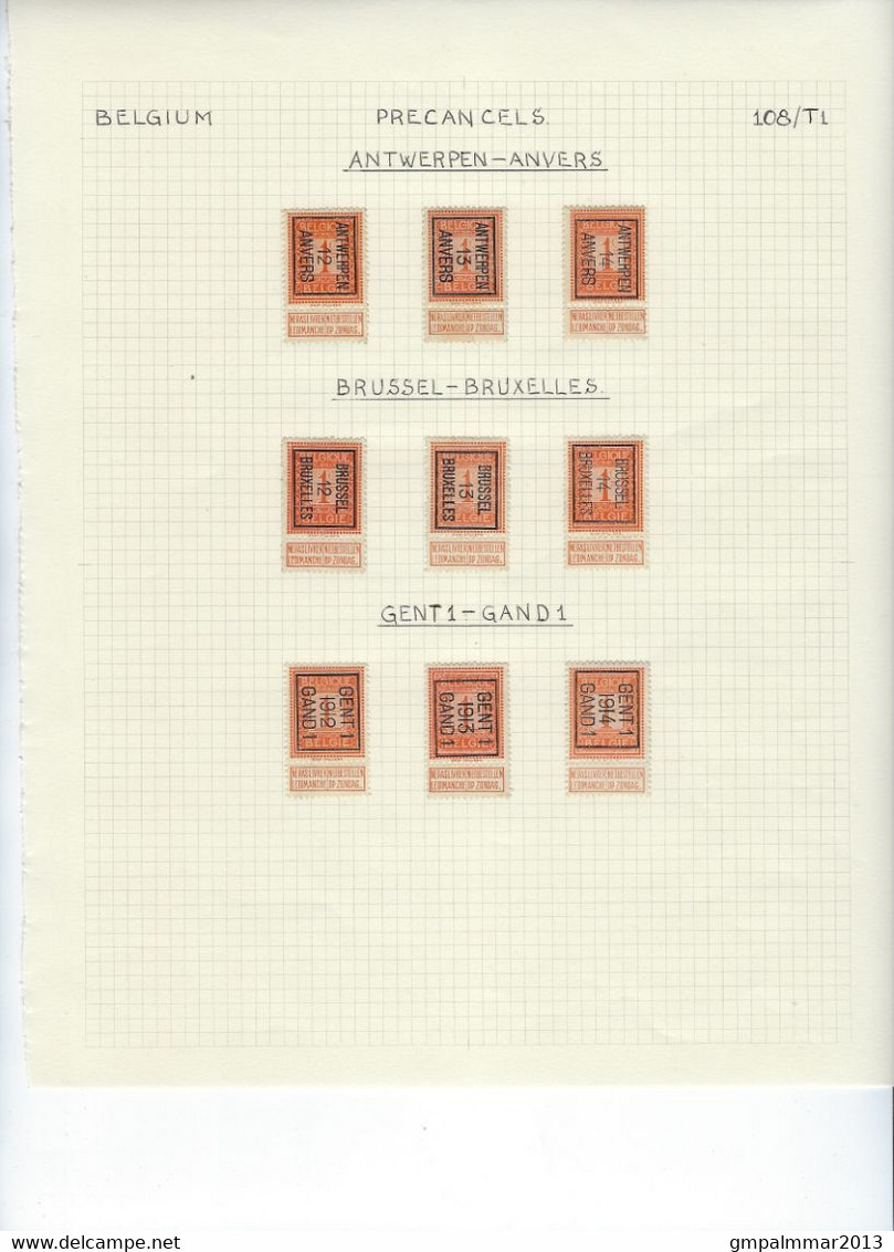 Lot TYPO Op PELLENS Cijfer - Leeuw ; Details Zie 3 Scans , ZELDZAME Aanbieding ! LOT 355 - Typo Precancels 1912-14 (Lion)