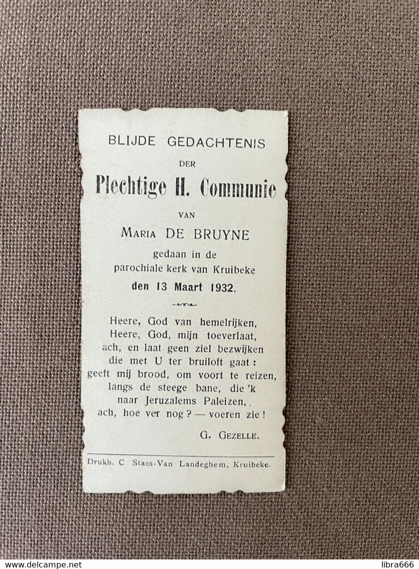 Communie - Maria DE BRUYNE - 1932 - KRUIBEKE / AR 304 - Communion