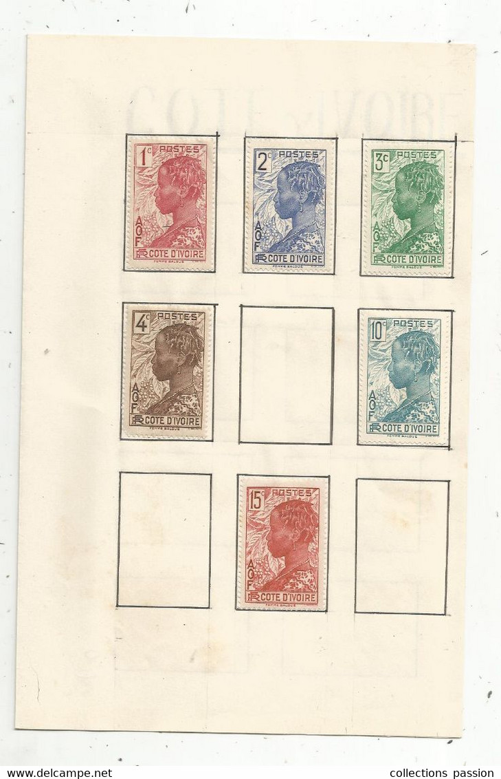 JC ,  FEUILLE : 6 TIMBRES  , A.O.F , COTE D'IVOIRE , Neufs, Frais Fr 1.95€ - Unused Stamps