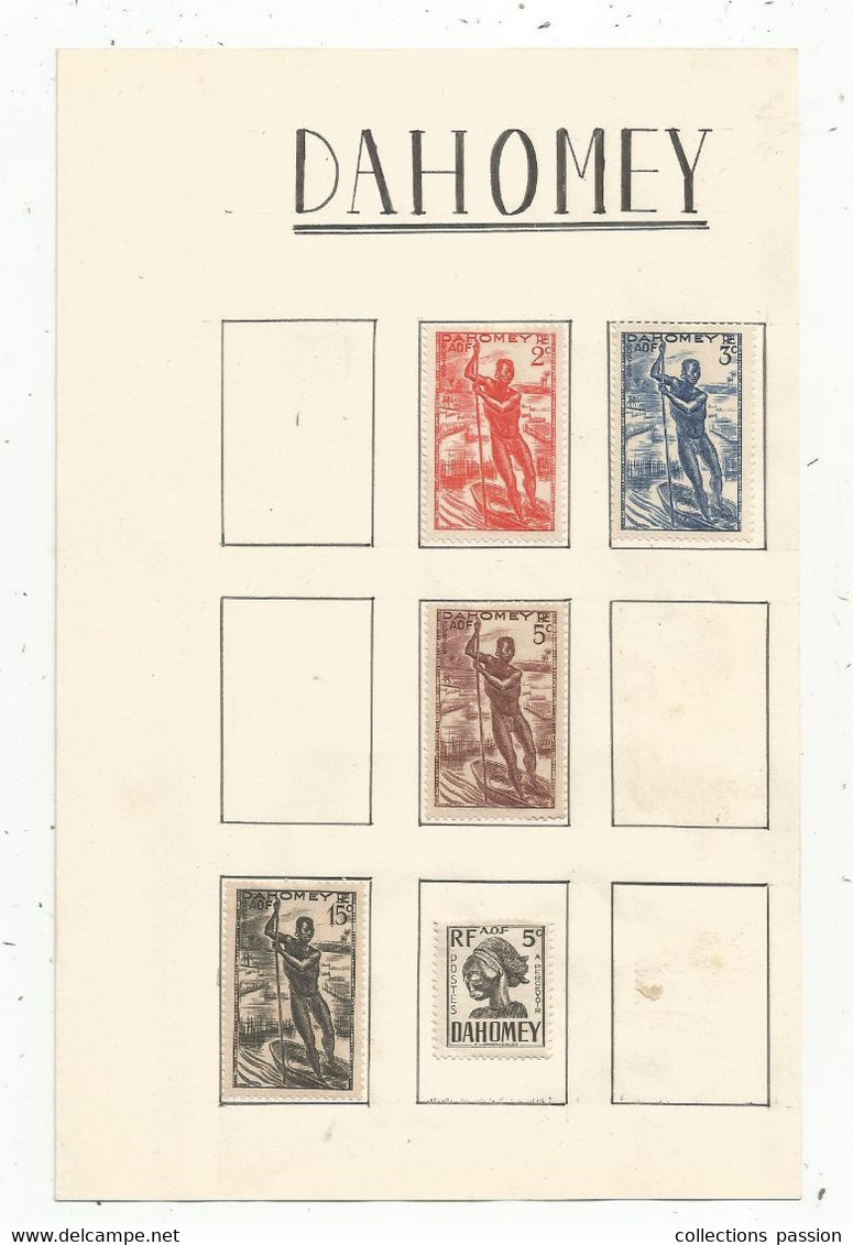 JC ,  FEUILLE : 5 TIMBRES  , A.O.F , DAHOMEY , Neufs, Frais Fr 1.95€ - Unused Stamps