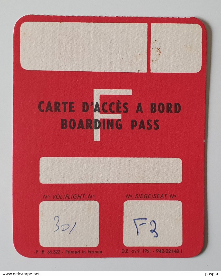 Carte D'embarquement Avion Années 1960 - Carte D'imbarco