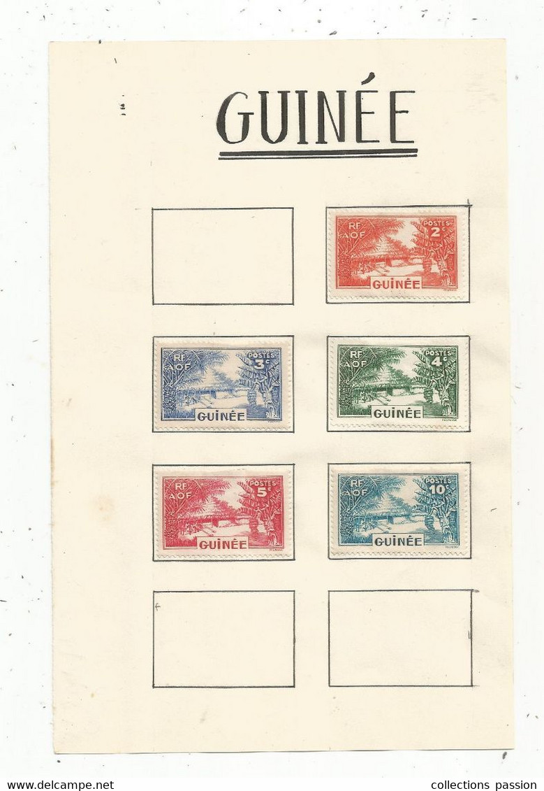 JC ,  FEUILLE : 6 TIMBRES  , A.O.F , GUINEE , Neufs, Frais Fr 1.95€ - Ungebraucht