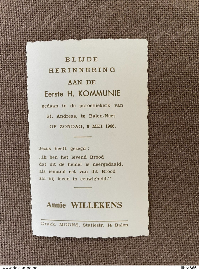 Communie - Annie WILLEKENS - 1966 - St. Andreas - BALEN-NEET - Communion