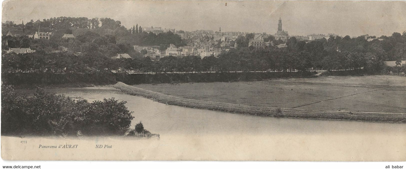 Auray : Carte Panoramique Double Format : Panorama (Ets Neurdein Frères, Paris, ND Phot. N°2755) - Auray