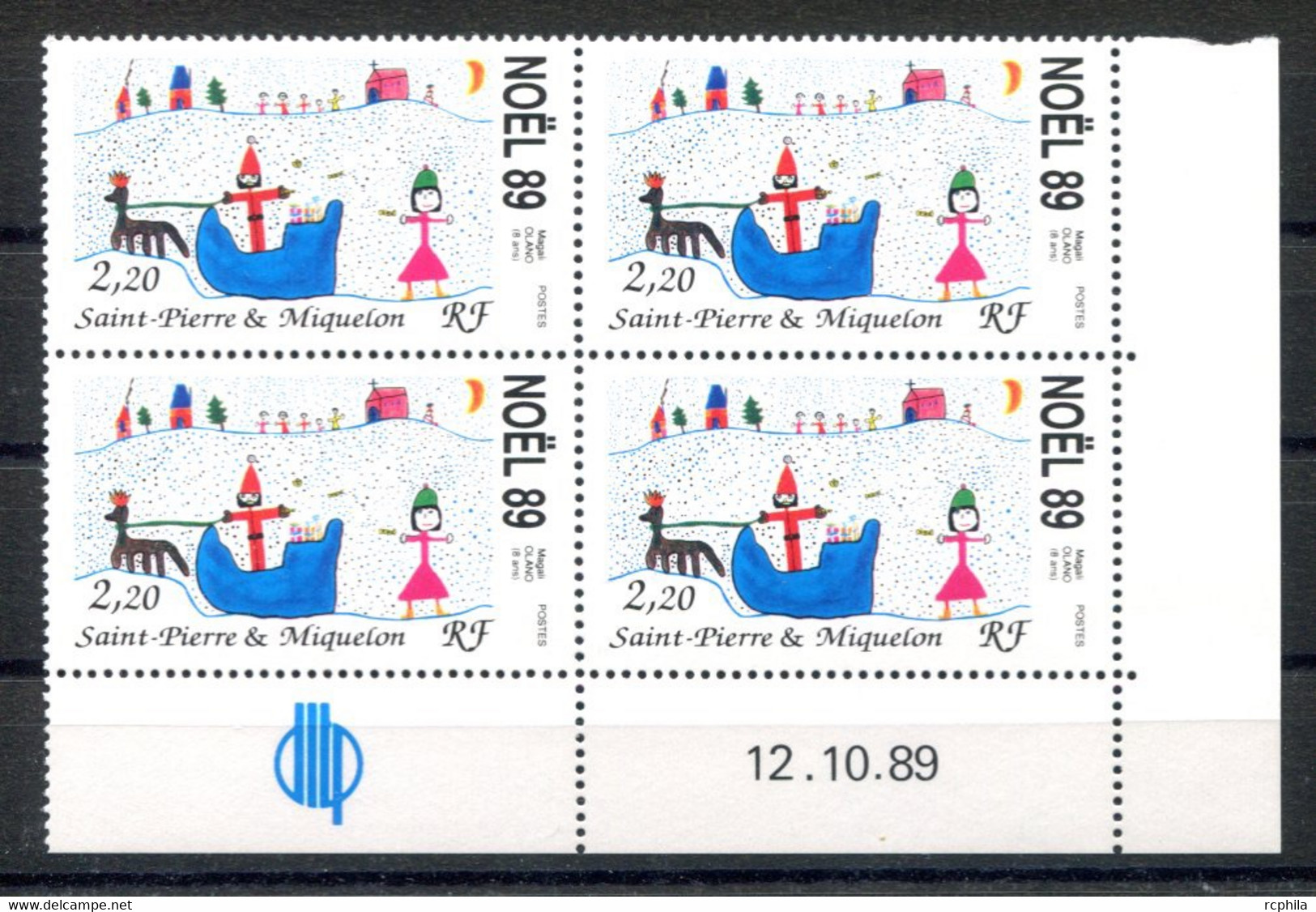 RC 19898 ST PIERRE ET MIQUELON N° 512 NOEL COIN DATÉ DU 12.10.89 NEUF ** MNH TB - Unused Stamps