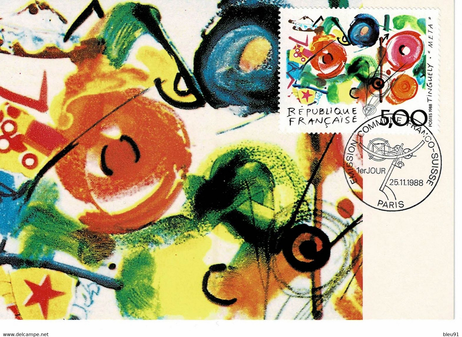 2 CM SUISSE ET FRANCE 1988 META DE JEAN TINGUELY - Cartoline Maximum